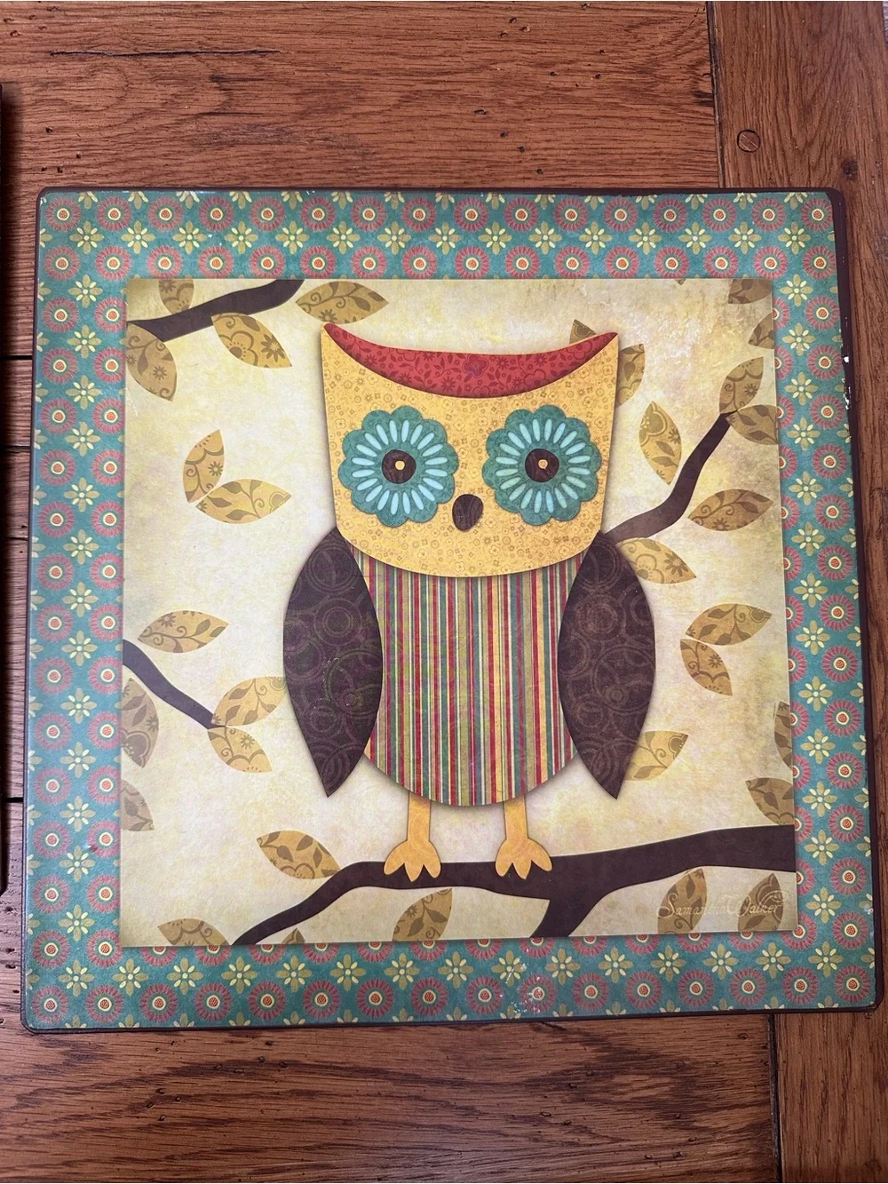 Samantha Walker Whimsical Owl Metal Hanging Wall Art Retro 70s Design